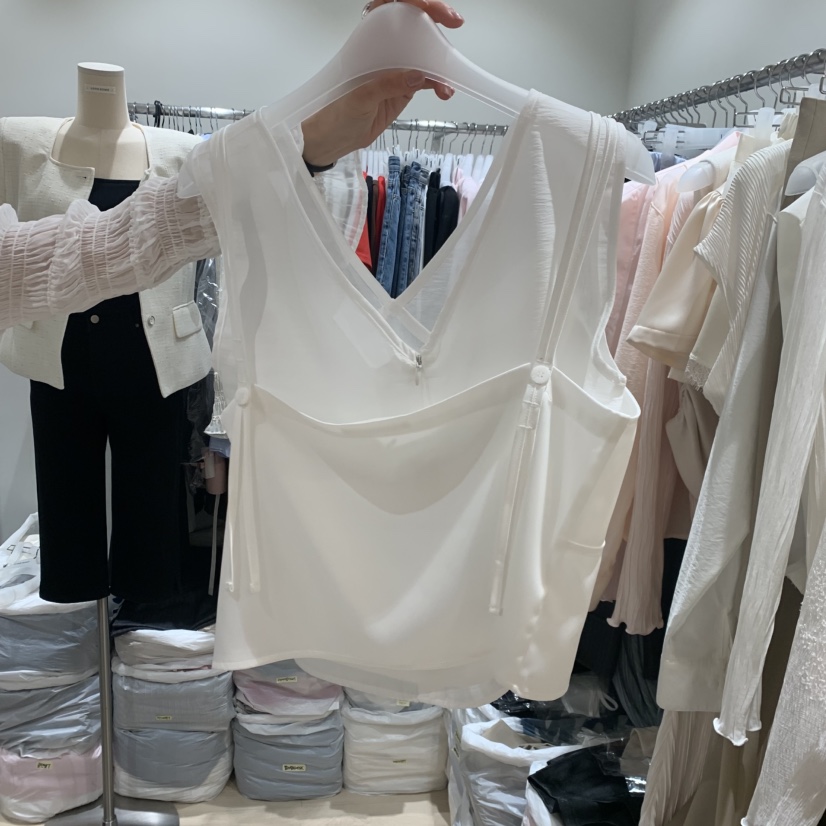 LOVE SOME韓國代購女士新品26夏季吊帶背心珍珠套裝無袖LOVE SOME吊帶/背心