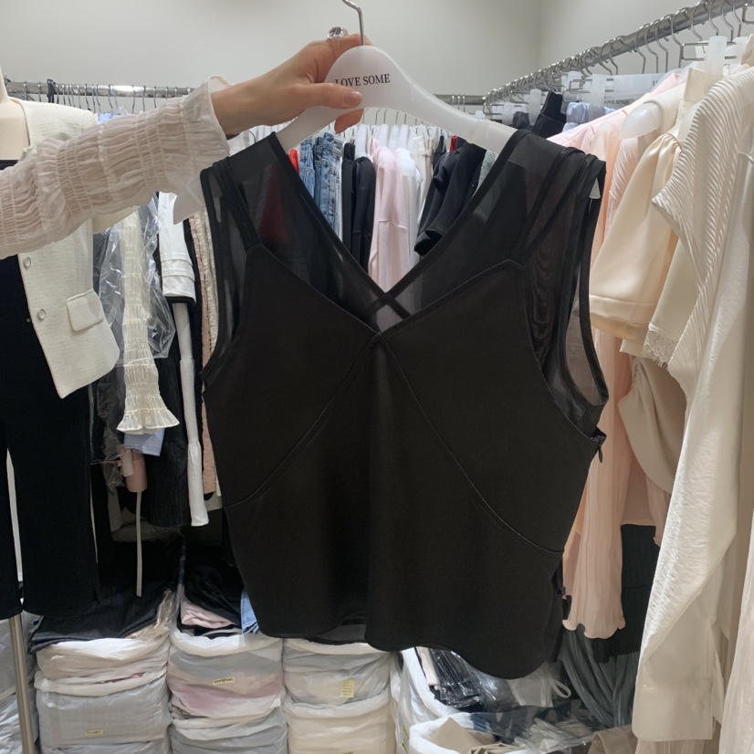LOVE SOME韓國代購女士新品26夏季吊帶背心珍珠套裝無袖LOVE SOME吊帶/背心圖色2