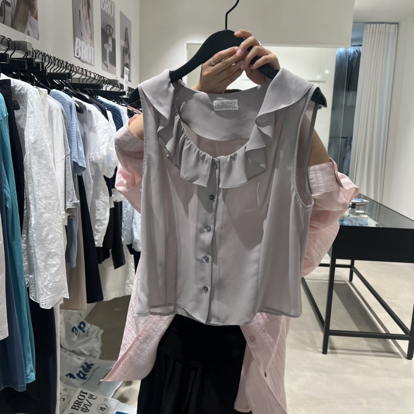 BROT韓國代購女士新款推薦熱賣26春夏吊帶背心荷葉邊無袖BROT吊帶/背心圖色1