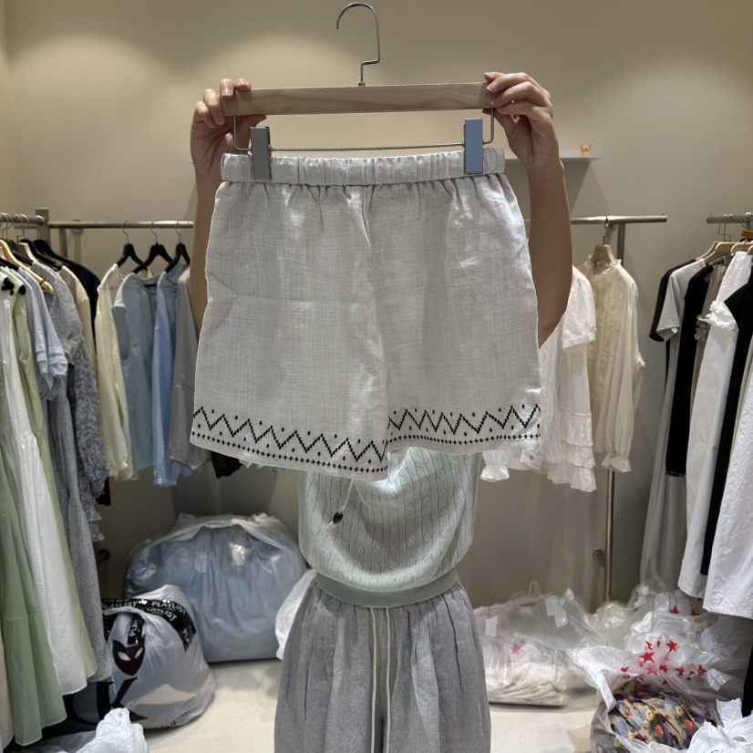 HER/PLAYLIST韓國東大門代購女裝新品休閑26春夏短褲亞麻HER/PLAYLIST短褲