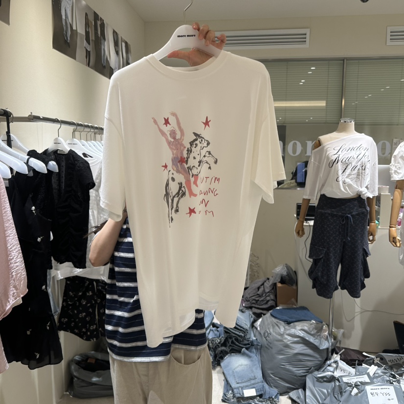 MOREMORE韓國代購女士新款26夏季人氣推薦時尚26春夏休閑T恤more moreT恤圖色1