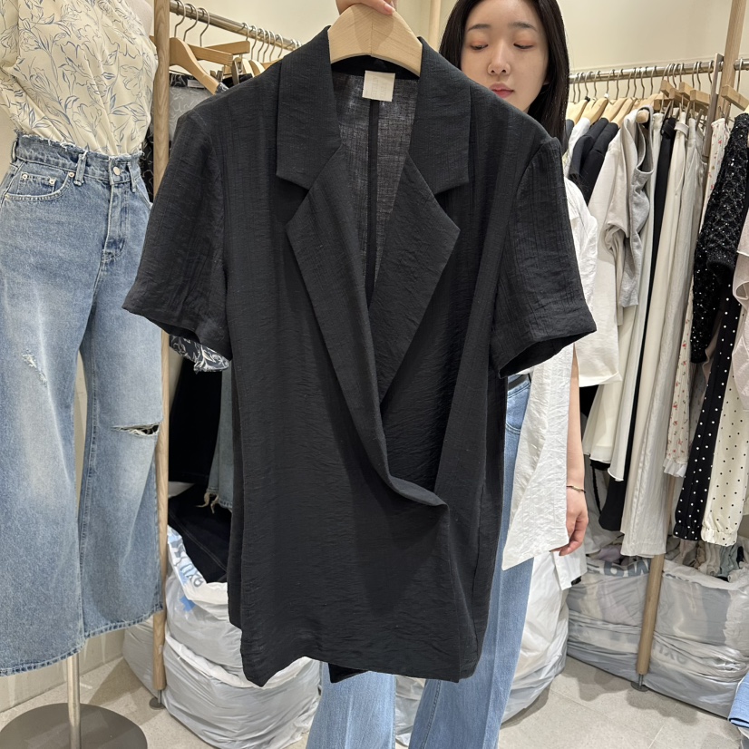 VINTAGE VIBE韓國直郵實拍女裝新品休閑推薦26夏季夾克亞麻布VINTAGE VIBE夾克圖色1