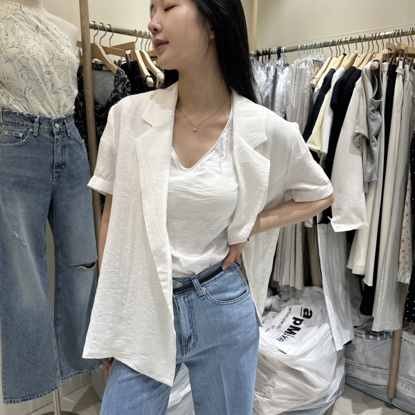 VINTAGE VIBE韓國直郵實拍女裝新品休閑推薦26夏季夾克亞麻布VINTAGE VIBE夾克圖色2