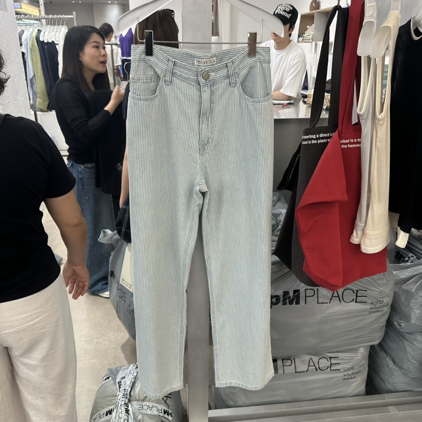 HELVETICA韓國直郵實拍女士新款休閑職業人氣26春夏牛仔褲條紋HELVETICA牛仔褲圖色1