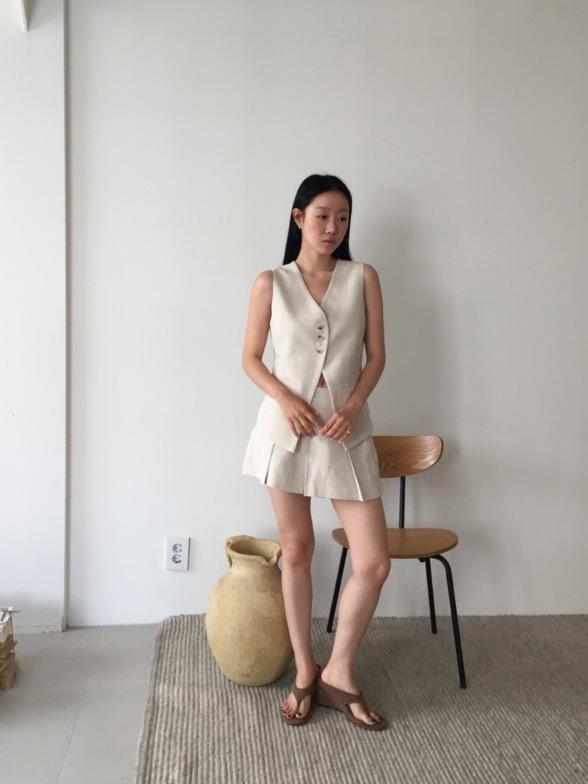 LOVE MOMENT東大門實拍韓國女士新品時尚職業套裝套裝亞麻LOVE MOMENT套裝