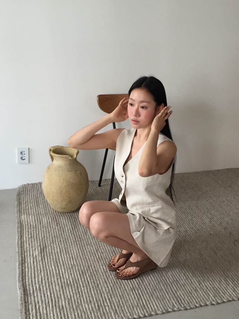 LOVE MOMENT東大門實拍韓國女士新品時尚職業套裝套裝亞麻LOVE MOMENT套裝