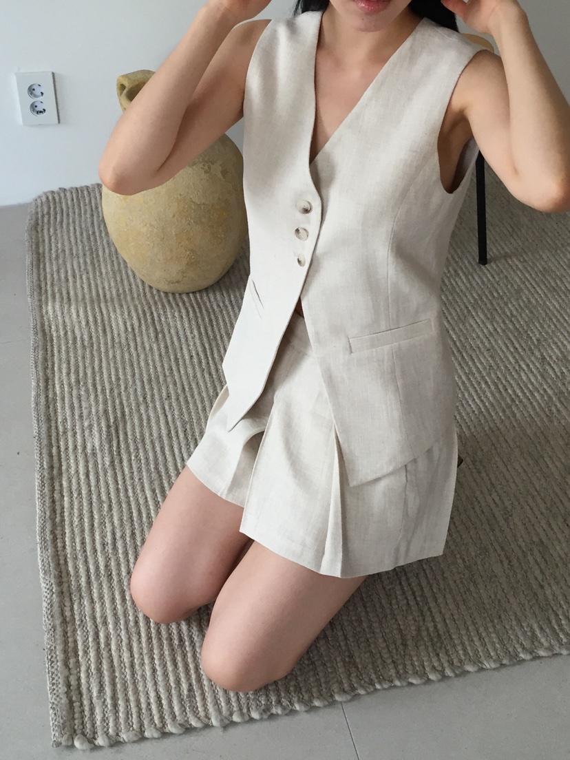 LOVE MOMENT東大門實拍韓國女士新品時尚職業套裝套裝亞麻LOVE MOMENT套裝
