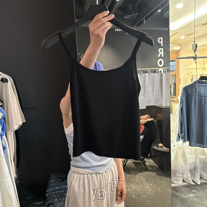 ELF-L韓國代購女裝新品26夏季26春夏休閑推薦職業吊帶背心PROJECT ELF/ELF-L吊帶/背心圖色4黑色