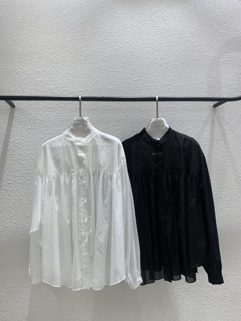 LUCY SALON韓國直郵實拍女裝新品26春夏襯衫蕾絲衫高領褶皺LUCY SALON襯衫/蕾絲衫