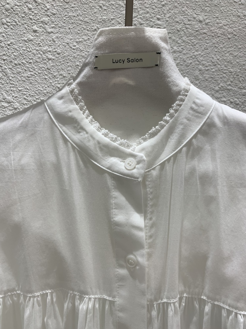 LUCY SALON韓國直郵實拍女裝新品26春夏襯衫蕾絲衫高領褶皺LUCY SALON襯衫/蕾絲衫