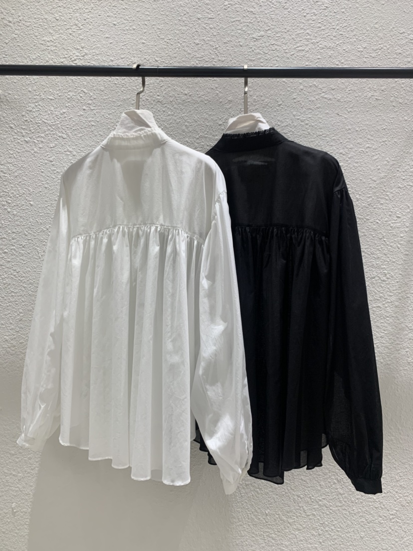 LUCY SALON韓國直郵實拍女裝新品26春夏襯衫蕾絲衫高領褶皺LUCY SALON襯衫/蕾絲衫