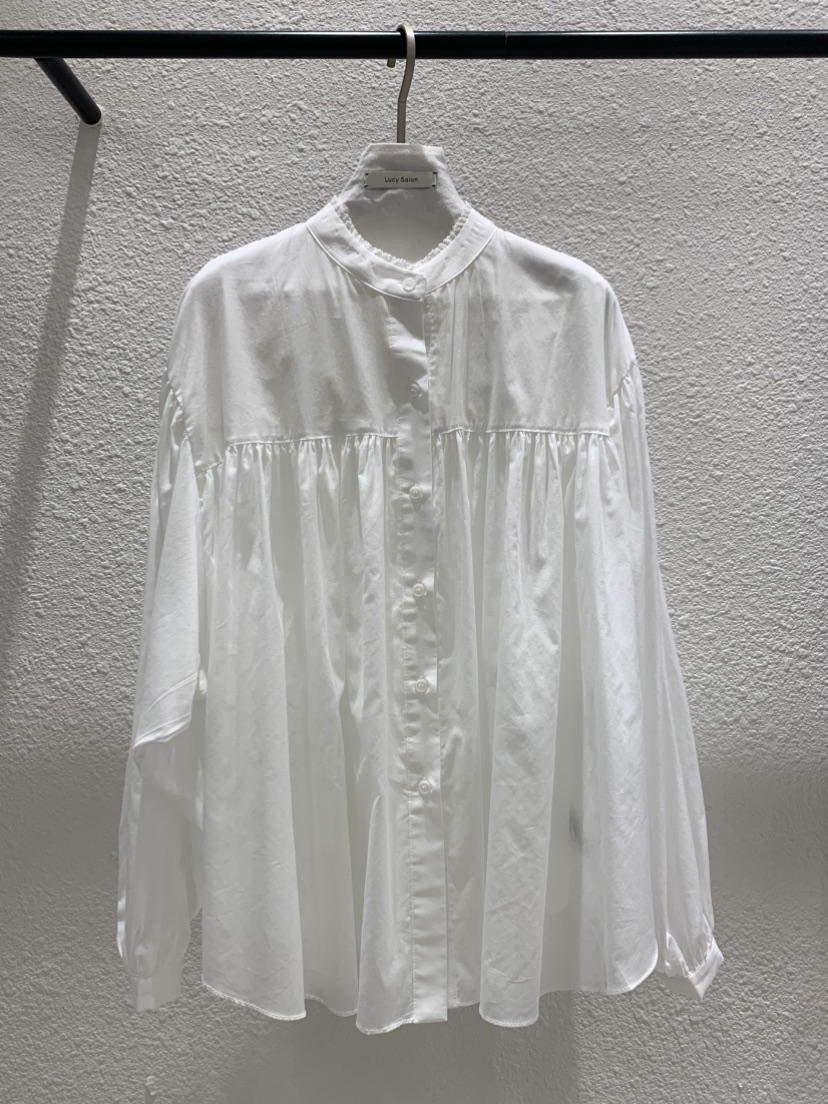 LUCY SALON韓國直郵實拍女裝新品26春夏襯衫蕾絲衫高領褶皺LUCY SALON襯衫/蕾絲衫圖色1