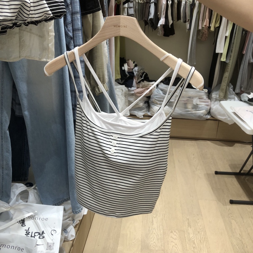MEMOIRE韓國東大門代購女士新款時尚推薦26春夏吊帶背心假兩件MEMOIRE吊帶/背心圖色2