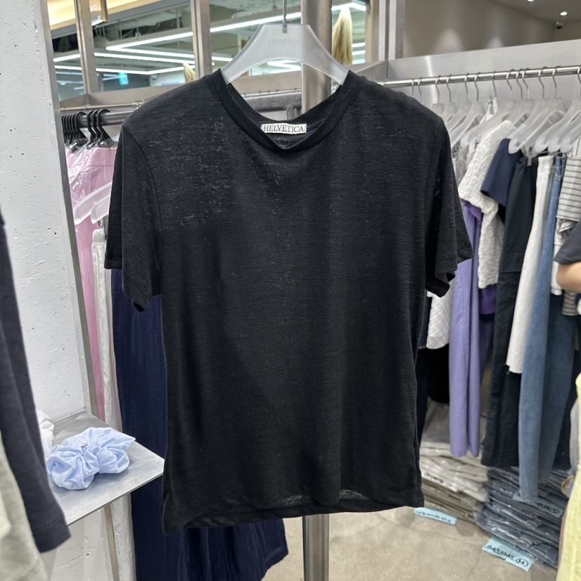 HELVETICA東大門實拍韓國女裝新款26春夏推薦T恤亞麻布柔軟HELVETICAT恤圖色4黑色