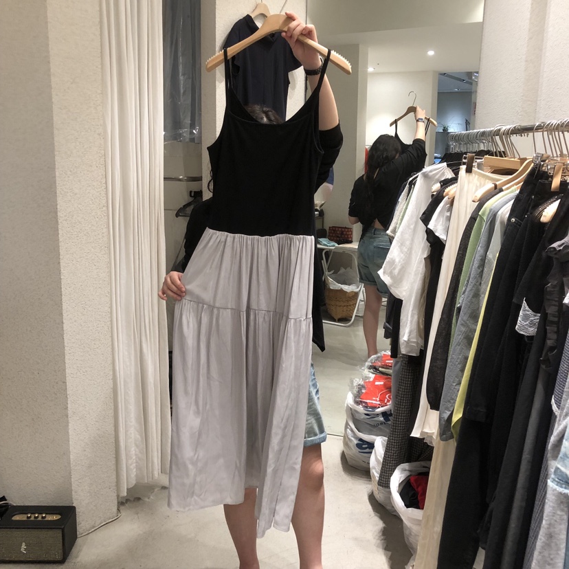 SSEMIENNE韓國直郵女裝新品職業休閑時尚連衣裙吊帶裙撞色SSENIQUE/SSEMIENNE連衣裙