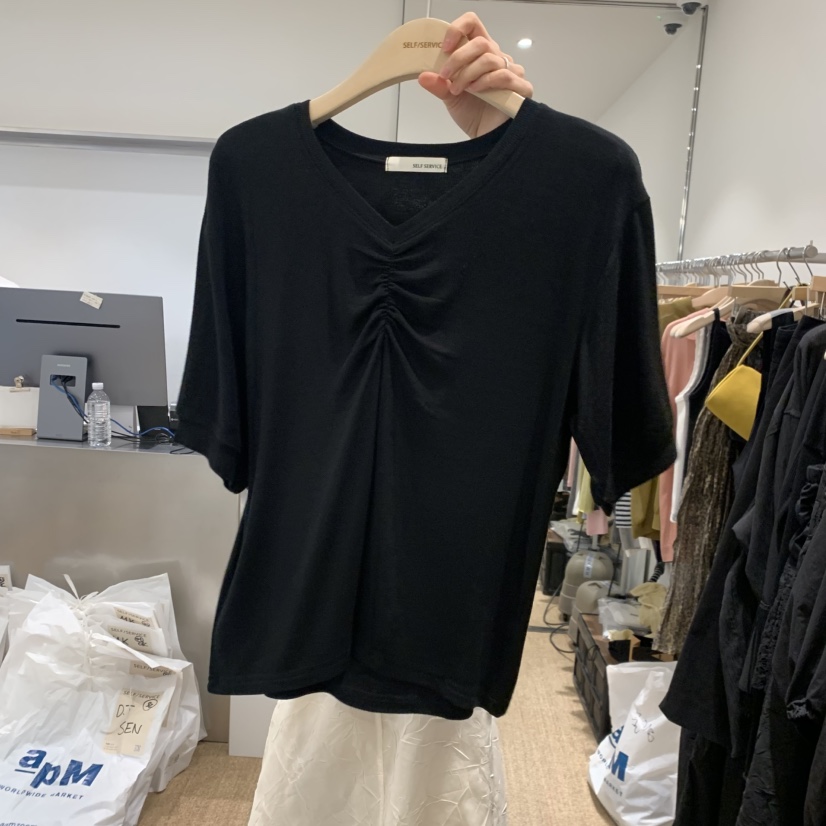 SELF SERVICE韓國直郵實拍女士新品時尚休閑職業T恤褶皺SELF SERVICET恤圖色3