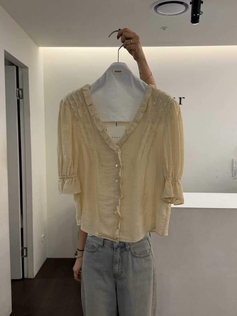 YOUR-P韓國東大門代購女士新款26夏季推薦休閑襯衫蕾絲衫LYOUR-P襯衫/蕾絲衫圖色3