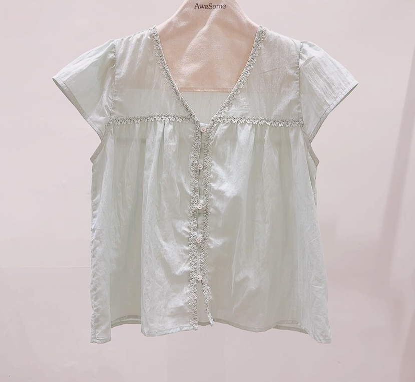 AWESOME-P東大門實拍韓國女裝新款26春夏職業襯衫蕾絲衫AWESOME-P襯衫/蕾絲衫圖色1