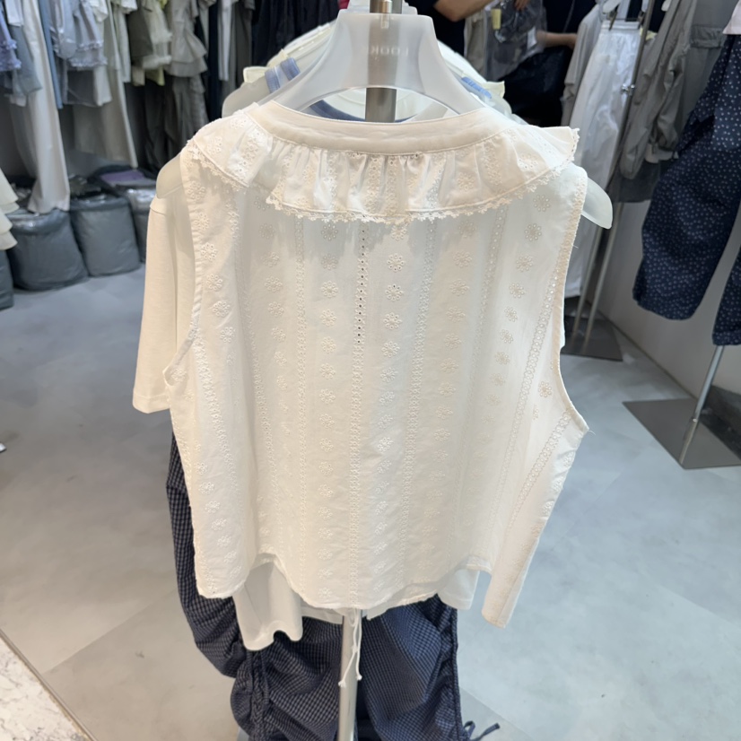 LOOKK/MIMME韓國直郵實拍女裝新款26夏季吊帶背心荷葉邊刺繡LOOKK/MIMME吊帶/背心