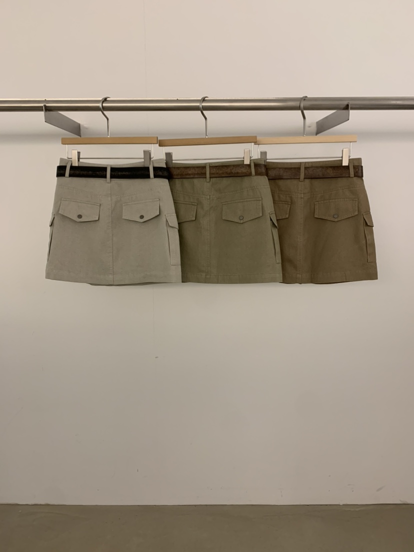 UNDER KEY韓國直郵女裝新品人氣時尚休閑26夏季短裙含腰帶UNDER KEY短裙