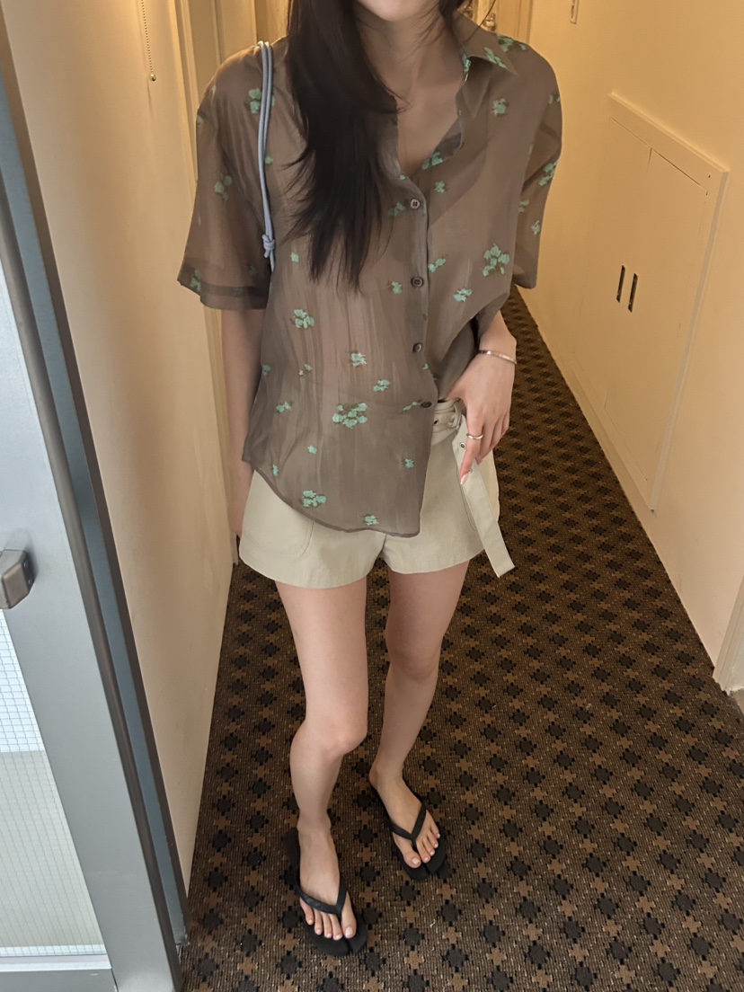 ME MO韓國代購女裝新款推薦26夏季時尚職業休閑襯衫蕾絲衫ME MO襯衫/蕾絲衫