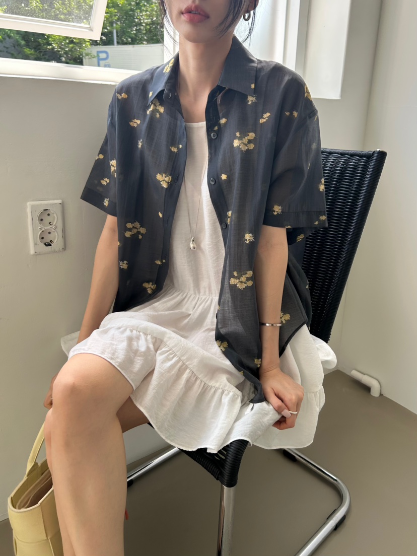 ME MO韓國代購女裝新款推薦26夏季時尚職業休閑襯衫蕾絲衫ME MO襯衫/蕾絲衫圖色2