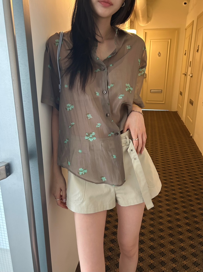 ME MO韓國代購女裝新款推薦26夏季時尚職業休閑襯衫蕾絲衫ME MO襯衫/蕾絲衫圖色3