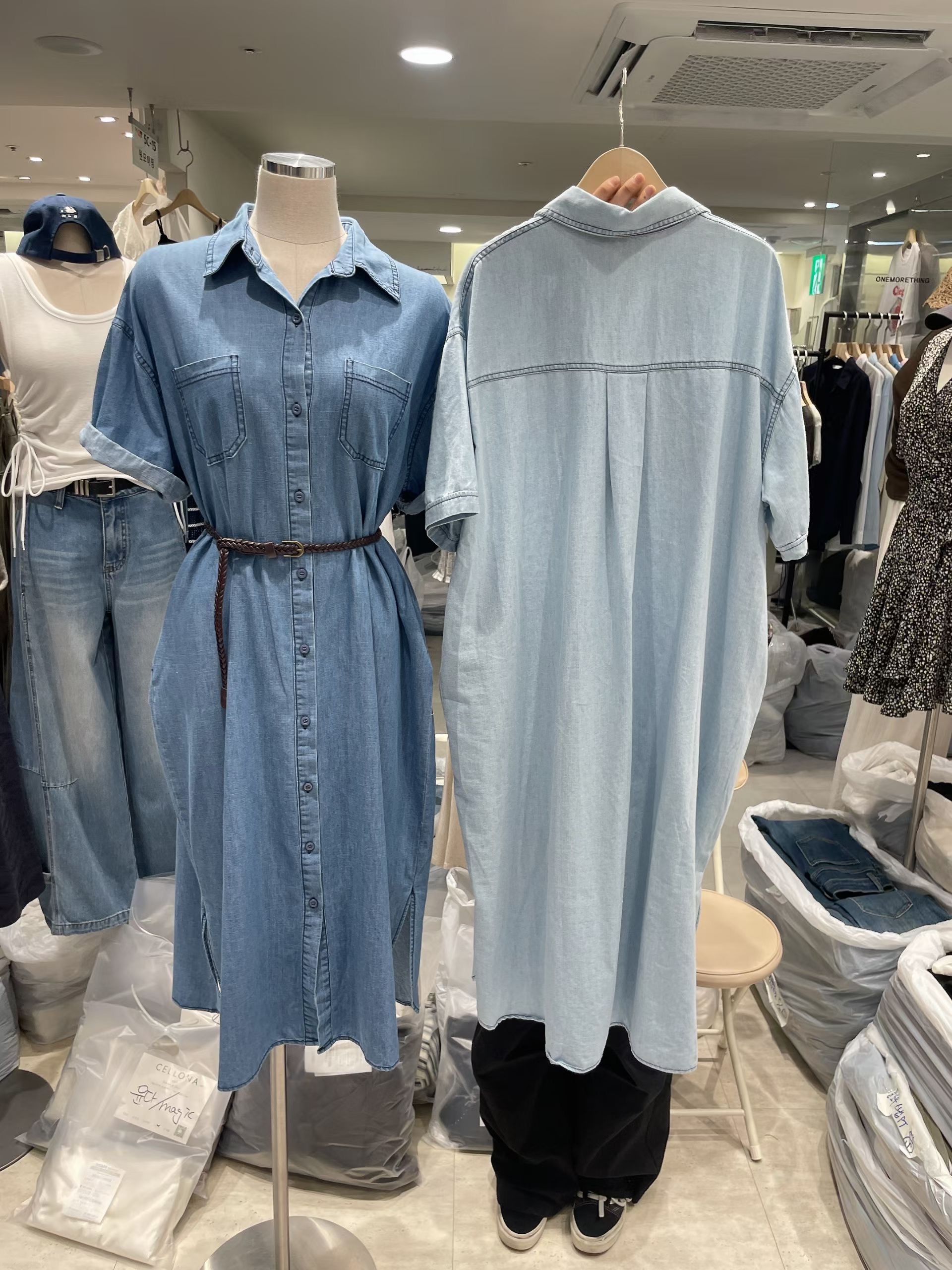 CELLONA韓國直郵實拍女裝新品人氣休閑連衣裙不含腰帶開衩SCELLONA連衣裙