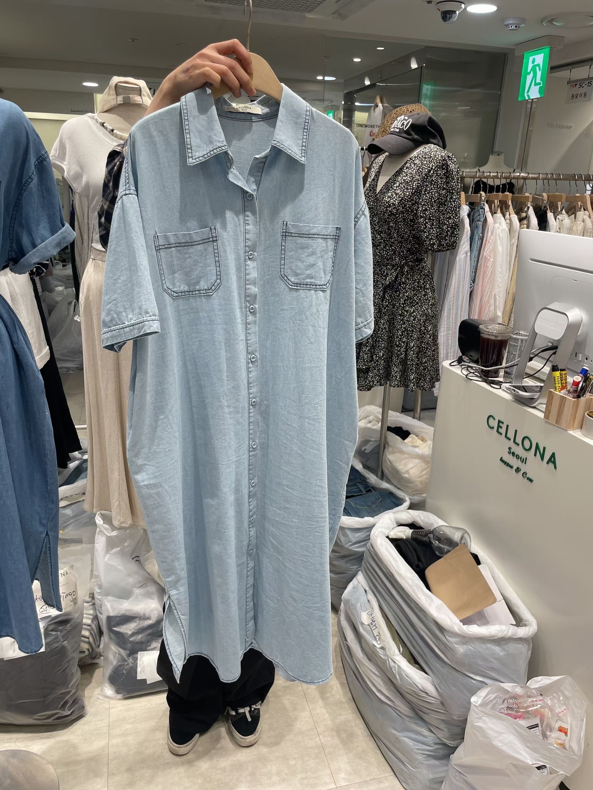 CELLONA韓國直郵實拍女裝新品人氣休閑連衣裙不含腰帶開衩SCELLONA連衣裙圖色1