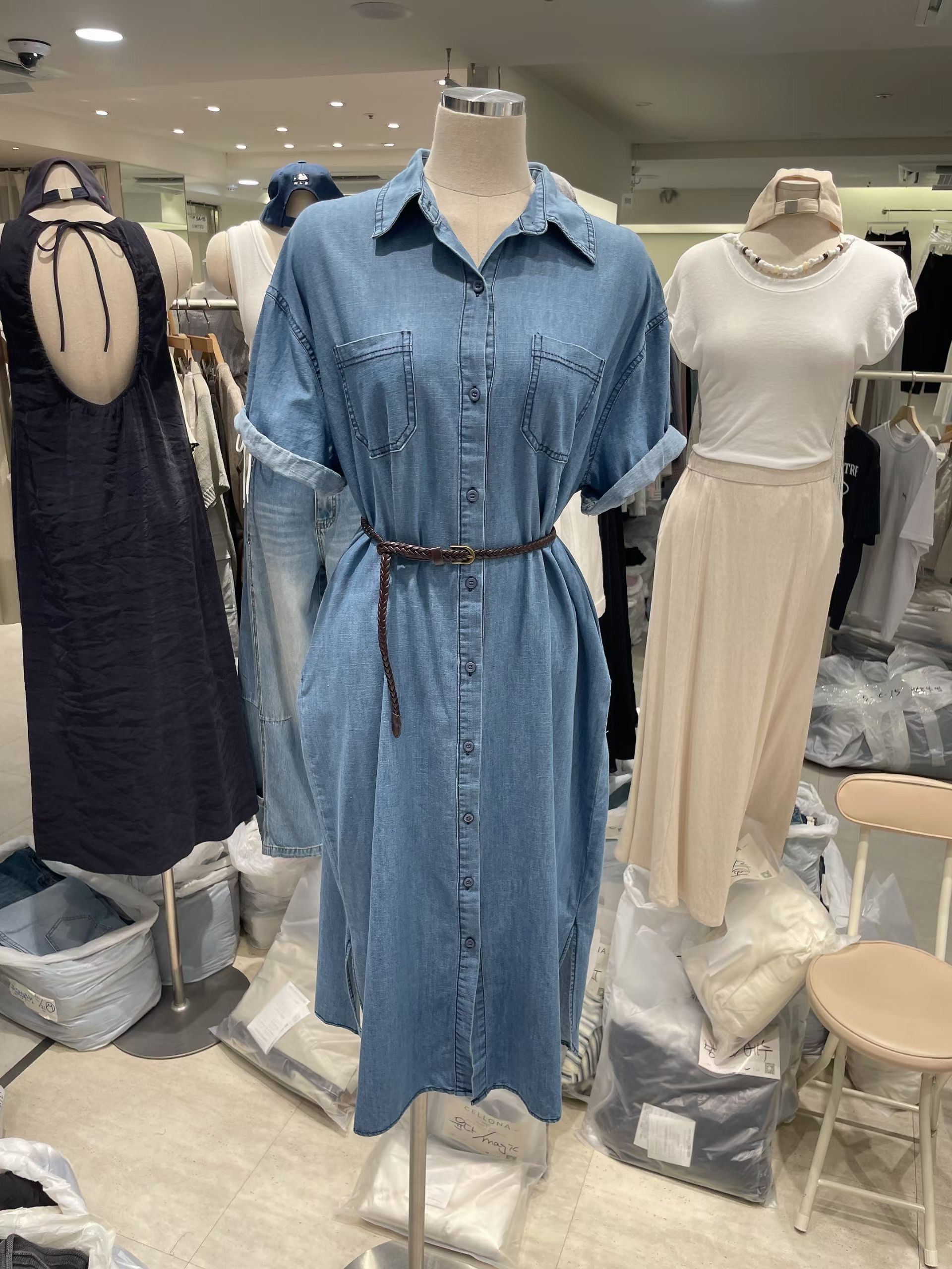CELLONA韓國直郵實拍女裝新品人氣休閑連衣裙不含腰帶開衩SCELLONA連衣裙圖色2