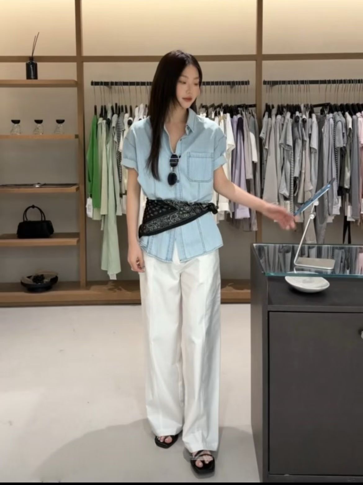CELLONA韓國直郵實拍女士新品休閑26春夏熱賣26夏季襯衫蕾絲衫CELLONA襯衫/蕾絲衫