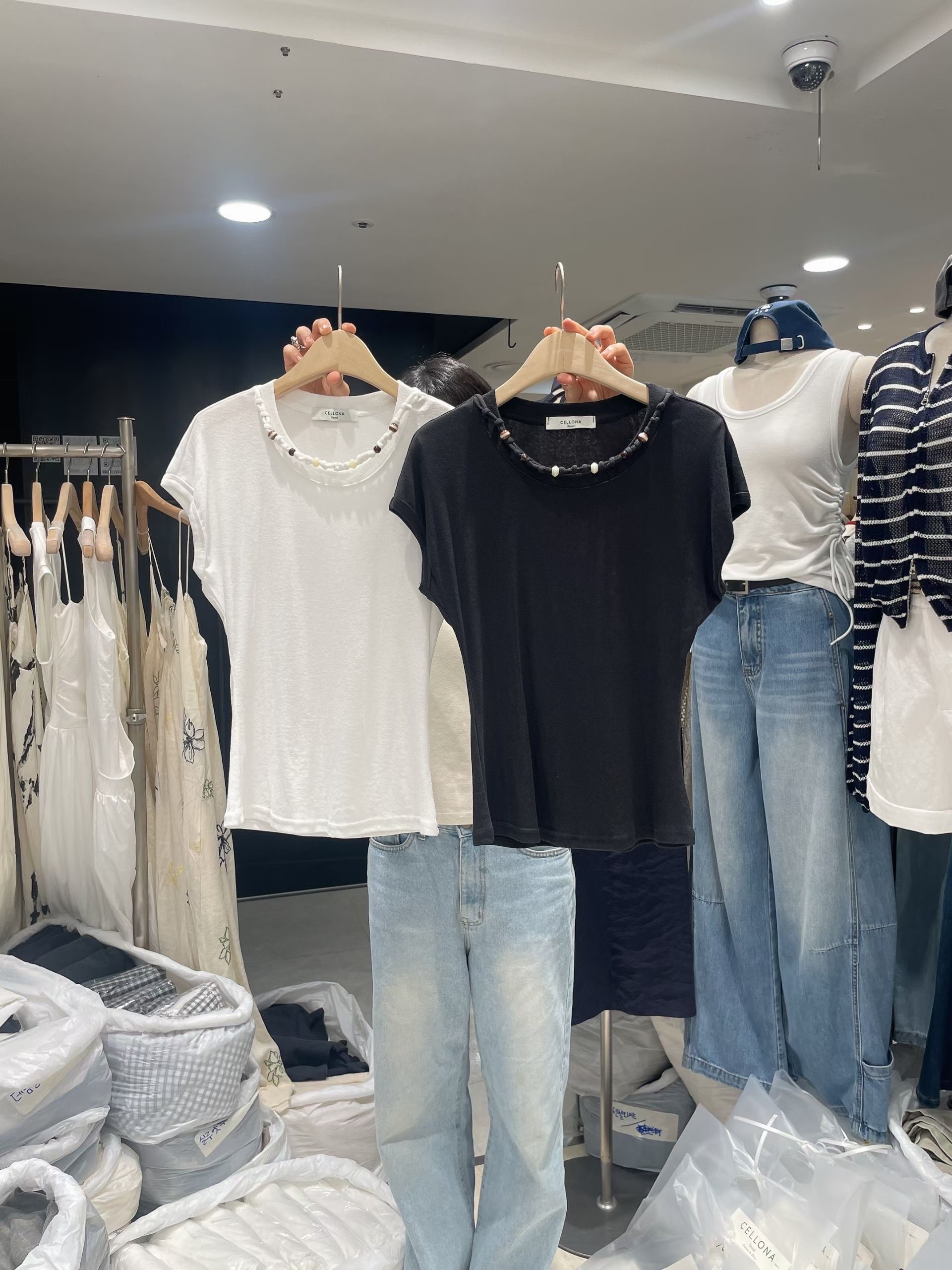 CELLONA韓國東大門代購女裝新品推薦熱賣休閑時尚T恤串珠CELLONAT恤