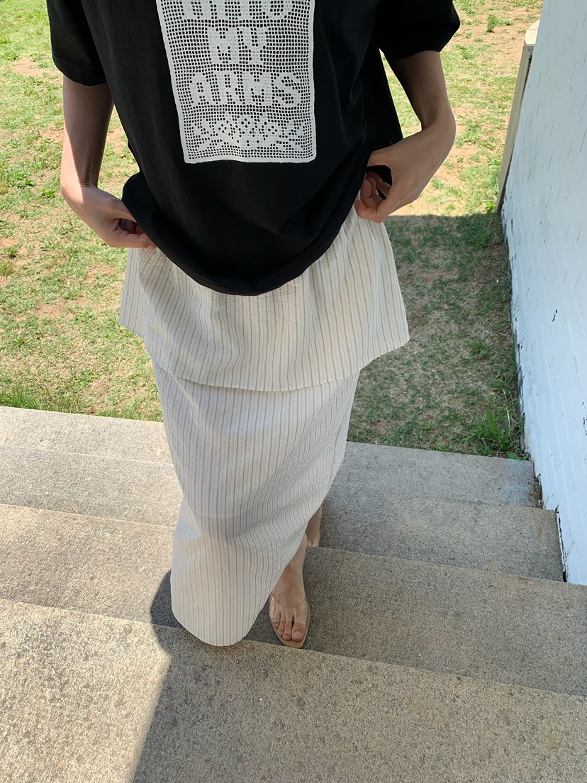 LOVE MY SANTA韓國東大門代購女裝新品職業推薦長裙條紋SSanta/LOVE MY SANTA長裙