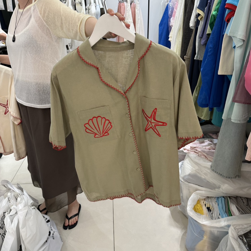 EGG IS韓國直郵女士新品推薦時尚26夏季襯衫蕾絲衫不含內搭EGG IS襯衫/蕾絲衫圖色2