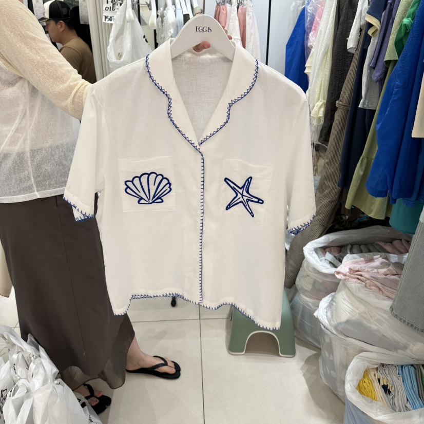 EGG IS韓國直郵女士新品推薦時尚26夏季襯衫蕾絲衫不含內搭EGG IS襯衫/蕾絲衫圖色4