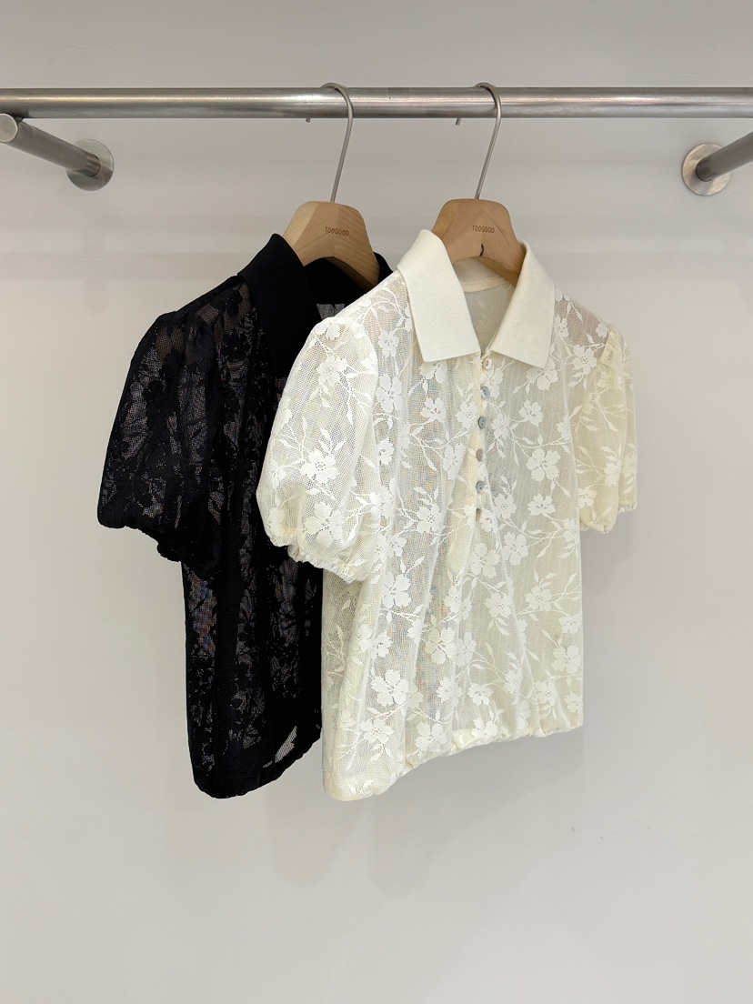 TOOGOOD韓國東大門直郵女士新款26春夏襯衫蕾絲衫刺繡透視TOOGOOD襯衫/蕾絲衫