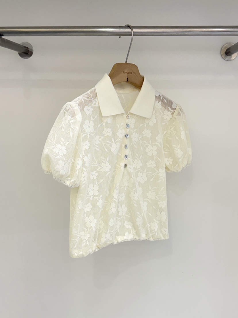 TOOGOOD韓國東大門直郵女士新款26春夏襯衫蕾絲衫刺繡透視TOOGOOD襯衫/蕾絲衫圖色1