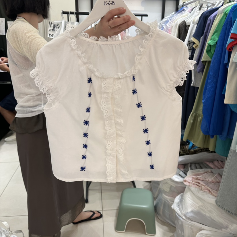 EGG IS韓國東大門直郵女裝新品熱賣襯衫蕾絲衫不含項鏈LEGG IS襯衫/蕾絲衫圖色2白色