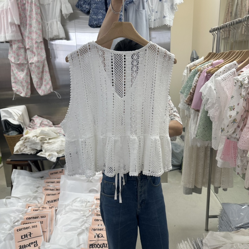 CORNER韓國東大門直郵女裝新品26夏季熱賣休閑吊帶背心刺繡CORNER.302吊帶/背心