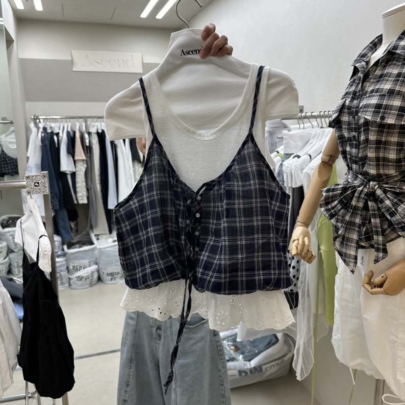 ASCEND韓國直郵實拍女士新款時尚職業休閑吊帶背心假兩件ASCEND吊帶/背心圖色2