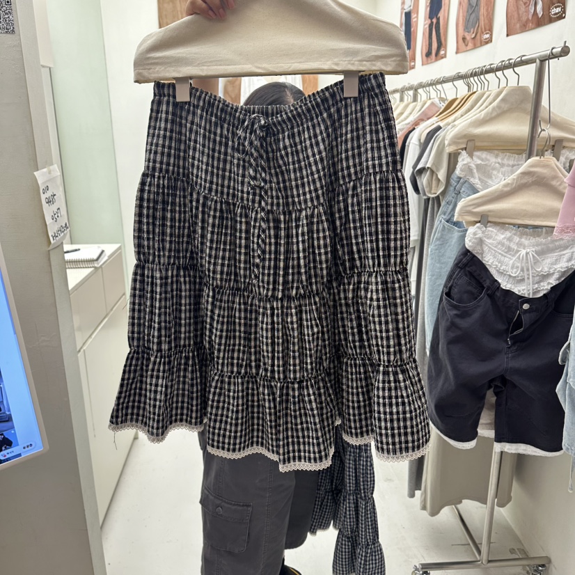 CHAV韓國東大門代購女裝新品26春夏熱賣26夏季半身裙中短裙CHAV半身裙/中短裙圖色1黑色