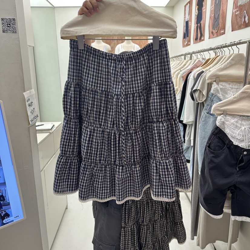 CHAV韓國東大門代購女裝新品26春夏熱賣26夏季半身裙中短裙CHAV半身裙/中短裙圖色2深藍色