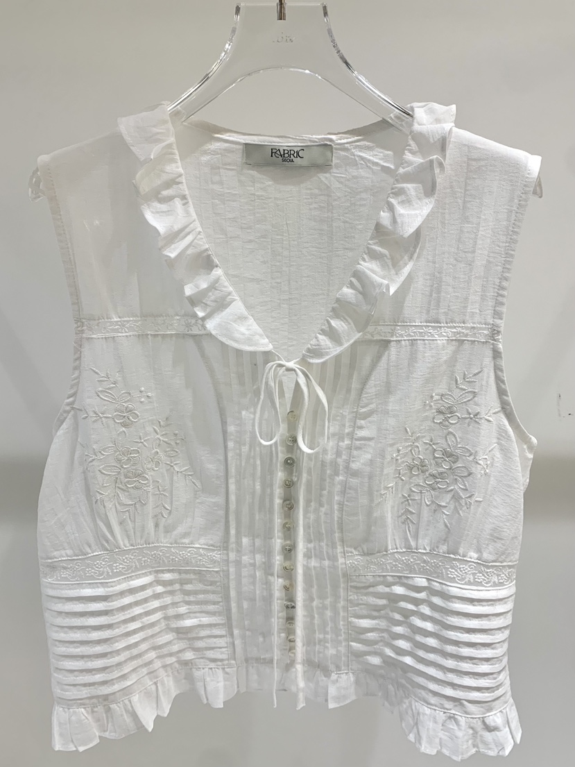 FABRIC韓國東大門直郵女裝新款職業休閑吊帶背心荷葉邊褶裥FABRIC吊帶/背心