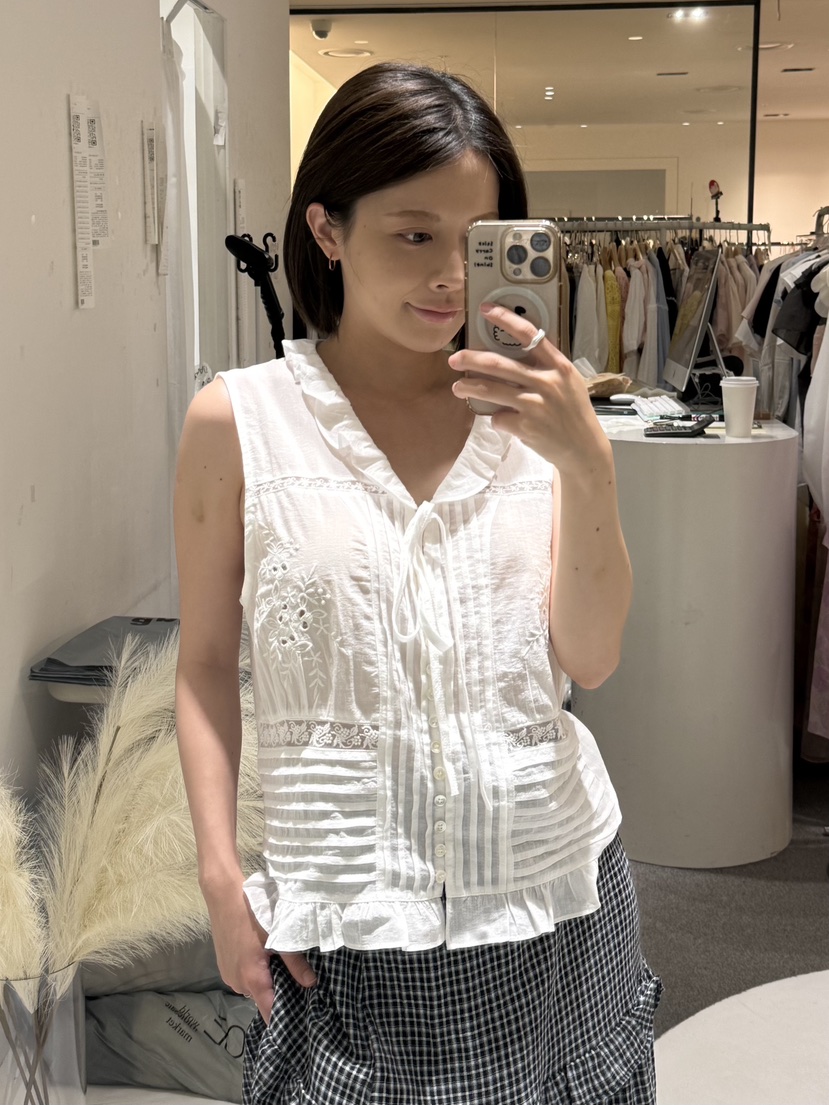 FABRIC韓國東大門直郵女裝新款職業休閑吊帶背心荷葉邊褶裥FABRIC吊帶/背心