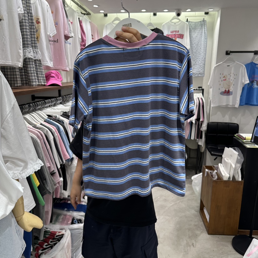 EVE韓國東大門直郵女士新品26夏季26春夏人氣時尚T恤條紋EVET恤