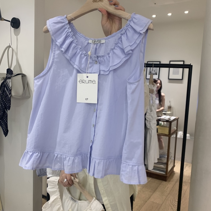 ERUME韓國東大門代購女士新品休閑26夏季職業吊帶背心褶皺ERUME吊帶/背心圖色2