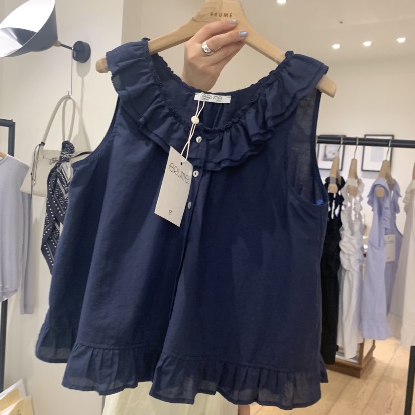 ERUME韓國東大門代購女士新品休閑26夏季職業吊帶背心褶皺ERUME吊帶/背心圖色3