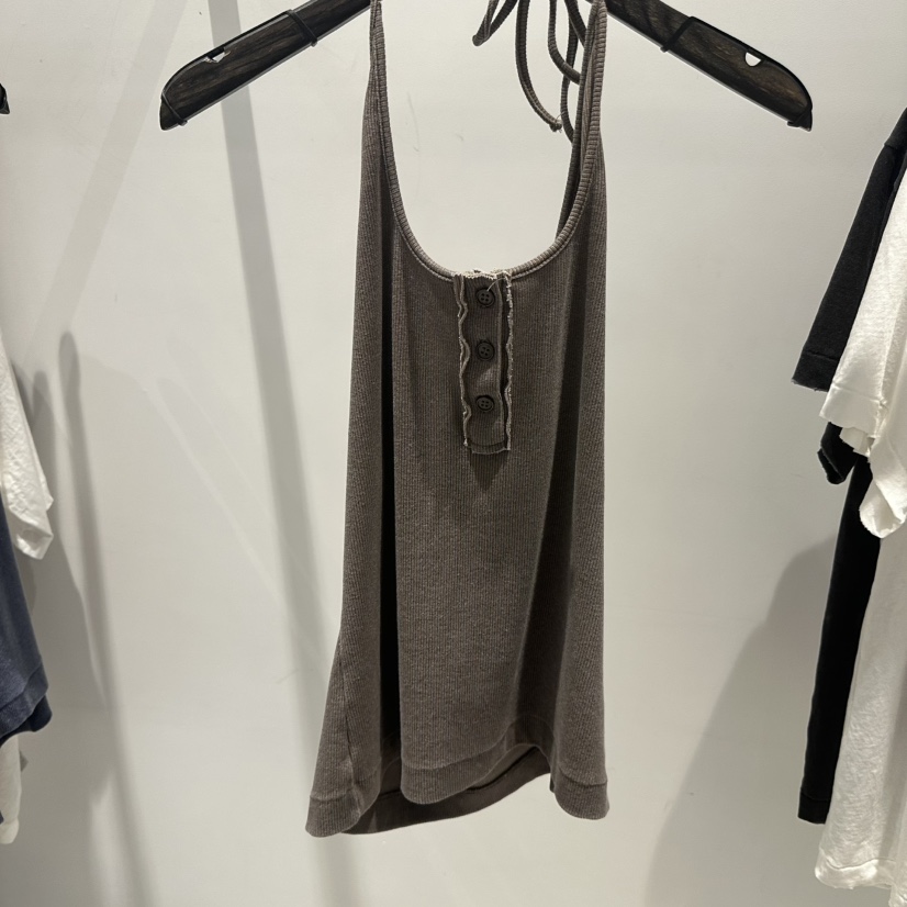 JANE BIRKIN韓國代購女裝新款26春夏吊帶背心復古無袖紐扣JANE BIRKIN設計師品牌吊帶/背心圖色1棕色