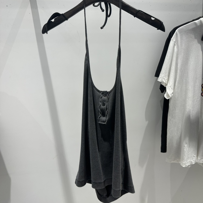 JANE BIRKIN韓國代購女裝新款26春夏吊帶背心復古無袖紐扣JANE BIRKIN設計師品牌吊帶/背心圖色3墨色
