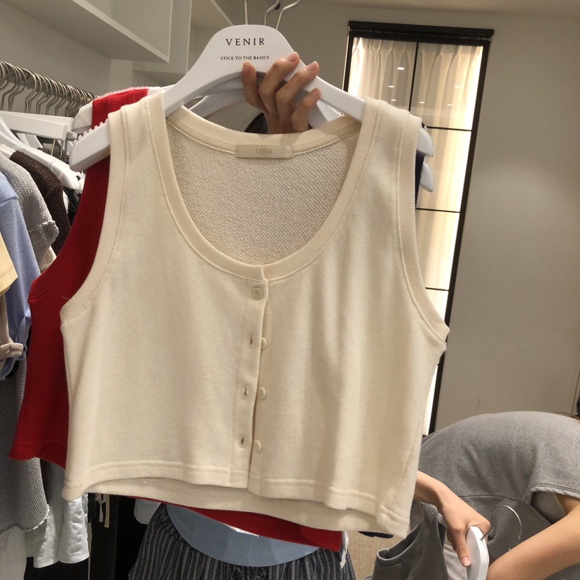 VENIR-a韓國東大門代購女裝新款26夏季吊帶背心無袖紐扣VENIR-a吊帶/背心圖色2